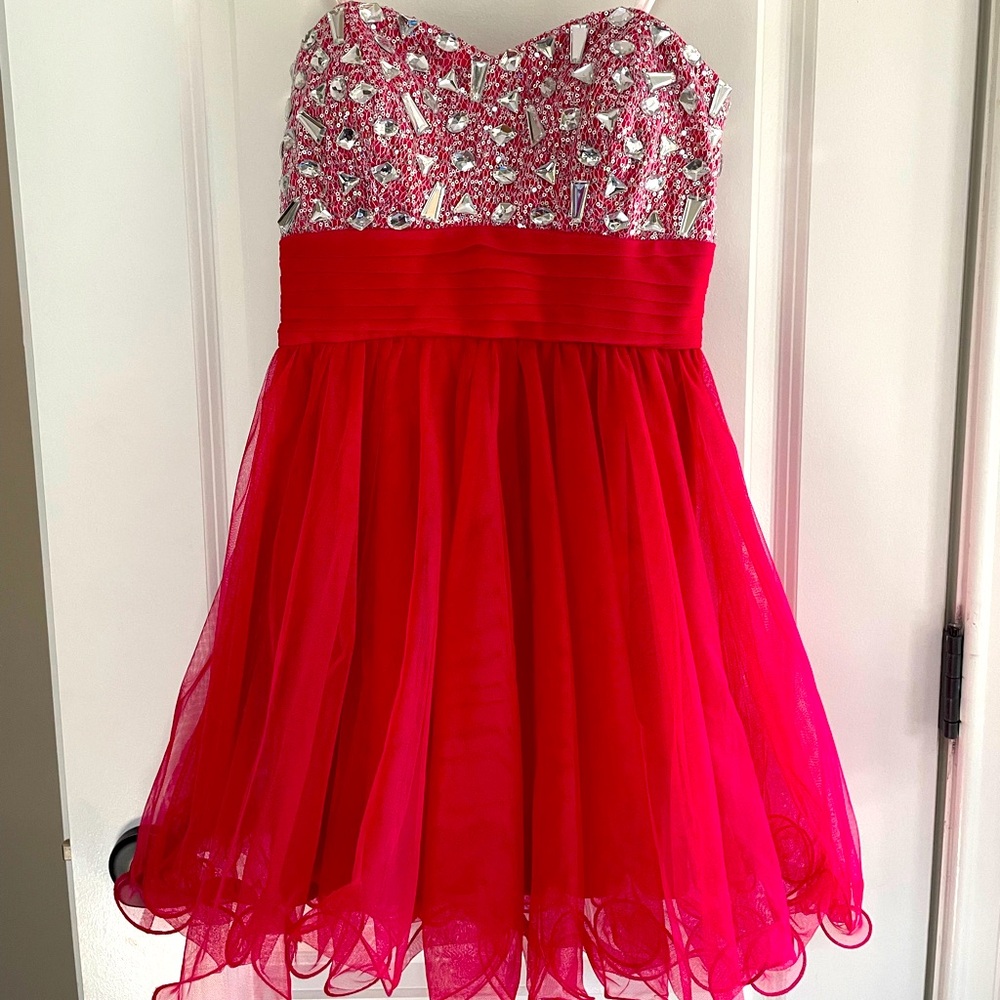 Hot Pink Rhinestone Embellished Evening Dress Bondie Nites by Stacy Sklar